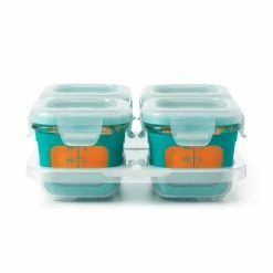 OXO Tot Baby & Toddler OXO Tot 4 Oz. Glass Baby Food Storage Blocks With Silicone Sleeves In Teal (Set Of 4)