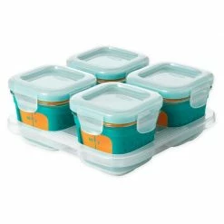 OXO Tot Baby & Toddler OXO Tot 4 Oz. Glass Baby Food Storage Blocks With Silicone Sleeves In Teal (Set Of 4)
