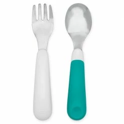 OXO Tot On The Go Fork And Spoon Set With Travel Case In Teal