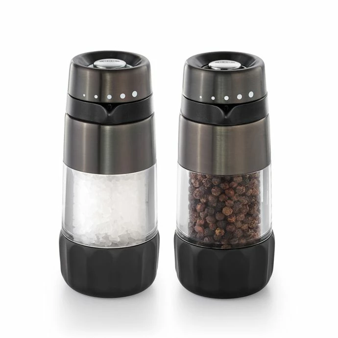 Brand new π₯ OXO Good Grips Top Dispensing Salt And Pepper Grinder Set In Black Cook With OXO π 2 OXO Good Grips Top Dispensing Salt And Pepper Grinder Set In Black Cook With OXO