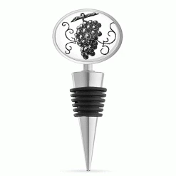 True Fabrications Wine Bottle Stoppers Engraved Grapes Enamel Bottle Stopper