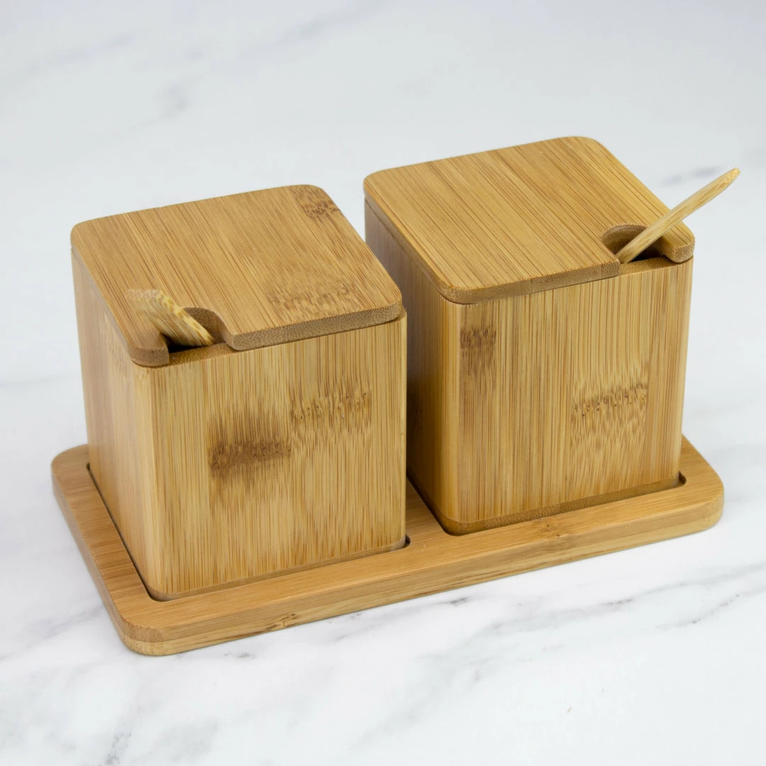 Outlet π Totally Bamboo Double Dipper Salt Boxes π 2 Totally Bamboo Double Dipper Salt Boxes