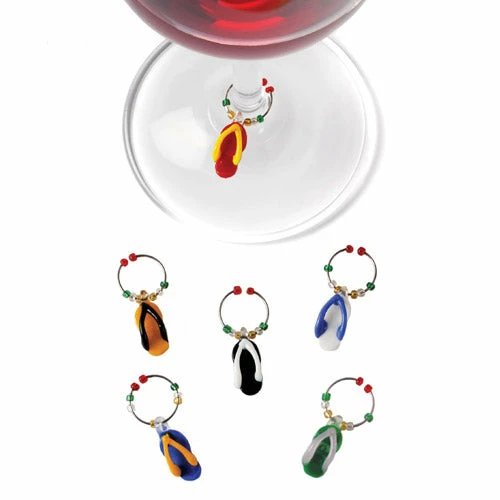 Promo π True Fabrications Glass Flip Flop Wine Charms π€© 1 True Fabrications Glass Flip Flop Wine Charms