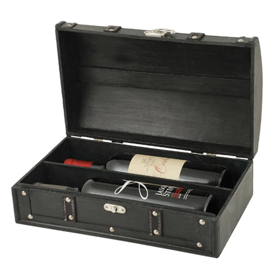 Hot Sale ✔️ True Fabrications 2-Bottle Antique Black Wine Box ❤️ 1 True Fabrications 2-Bottle Antique Black Wine Box