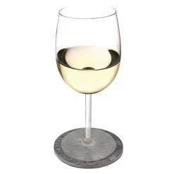True Fabrications Round Slate Coaster Set Wine Glass Accessories