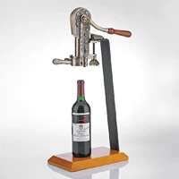 Shopwinestuff Wine Enthusiast Legacy Stationary Corkscrew With Birch Stand- Antique Bronze Stationary Corkscrews