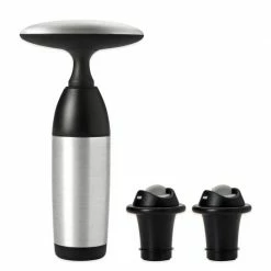 OXO SteeL Vacuum Wine Preserver With 2 Stoppers Cook With OXO