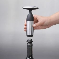 OXO SteeL Vacuum Wine Preserver With 2 Stoppers Cook With OXO
