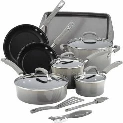 Rachael Ray Brights Nonstick 14 Piece Cookware Set - Gray