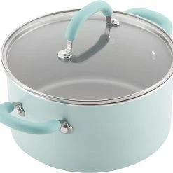 Rachael Ray Create Delicious Nonstick Cookware Pots And Pans Set, 13 Piece, Light Blue Shimmer