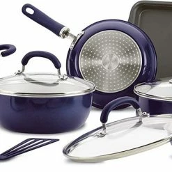 Rachael Ray Create Delicious Nonstick Cookware Pots And Pans Set, 13 Piece, Purple Shimmer