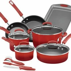 Rachael Ray Brights Nonstick 14 Piece Cookware Set - Red