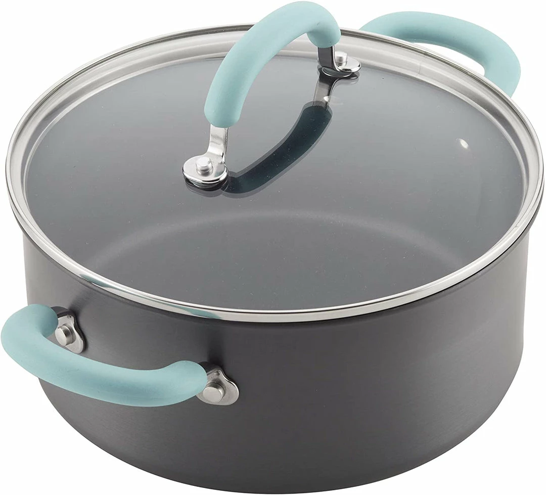 Buy π Rachael Ray Create Delicious Hard Anodized Nonstick Cookware Pots And Pans Set, 11 Piece, Gray With Light Blue Handles π 3 Rachael Ray Create Delicious Hard Anodized Nonstick Cookware Pots And Pans Set, 11 Piece, Gray With Light Blue Handles