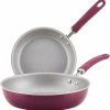 Rachael Ray Create Delicious 2 Piece Nonstick Skillet Set, Burgundy Shimmer