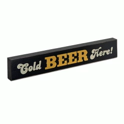 Epic Products Cold Beer Here! Wood Block Sign - Small Wine / Beer Signs