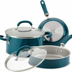 Rachael Ray Create Delicious Nonstick Cookware Pots And Pans Set, 13 Piece, Teal Shimmer