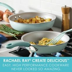 Rachael Ray Create Delicious 2 Piece Nonstick Skillet Set, Light Blue Shimmer