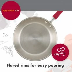 Rachael Ray Create Delicious 10 Piece Stainless Steel Cookware Set, Stainless Steel With Red Handles