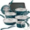 Rachael Ray Create Delicious Nonstick Cookware Pots And Pans Set, 13 Piece, Teal Shimmer