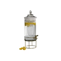 Artland 3 Gallon Kingston Glass Beverage Server With Ice Chiller- Antique Gold