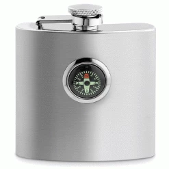 Epic Products Flasks Compass Stainless Steel Flask- 6 Oz.