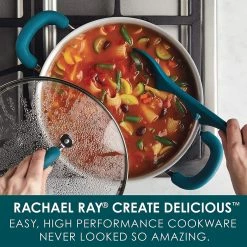 Rachael Ray Create Delicious Nonstick Stock Pot/Stockpot With Lid - 6 Quart, Teal Shimmer