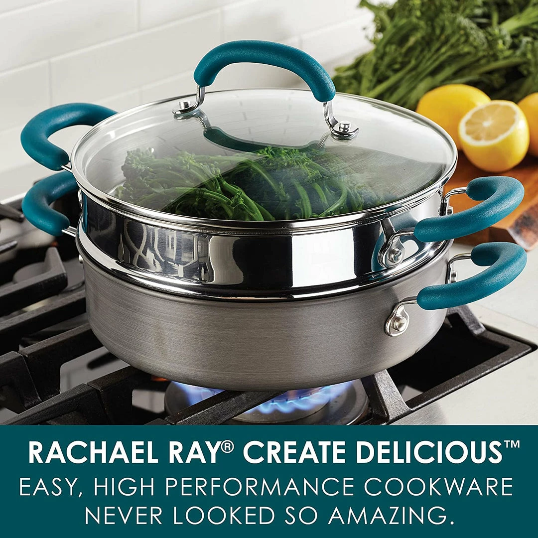 Top 10 β¨ Rachael Ray Create Delicious Nonstick Multi-Pot/Steamer Set, 3 Piece, Gray With Teal Handles π₯° 2 Rachael Ray Create Delicious Nonstick Multi-Pot/Steamer Set, 3 Piece, Gray With Teal Handles