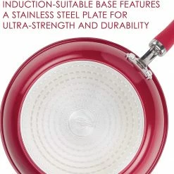 Rachael Ray Create Delicious 9.5 Inch Nonstick Deep Fry Pan, Red Shimmer