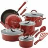 Rachael Ray Cucina 12 Piece Nonstick Cookware Set, Cranberry Red