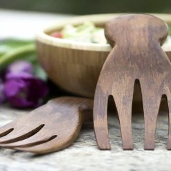 Tools & Utensils Totally Bamboo Edward Salad Hands Dark
