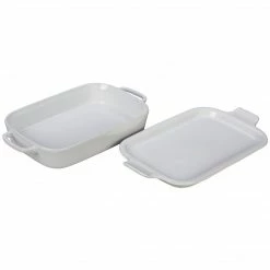 Le Creuset Bakeware Le Creuset 2.75 Quart Heritage Stoneware Rectangular Casserole With Platter Lid
