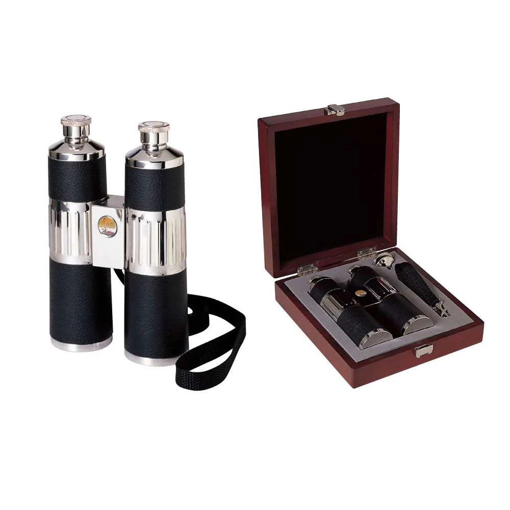 Hot Sale 💯 Other Flasks Binoculars Flask Set, Stainless Steel In Wood Box - 8 Oz 🥰 1 Other Flasks Binoculars Flask Set, Stainless Steel In Wood Box - 8 Oz