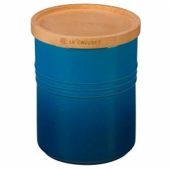 Le Creuset Wine & Kitchen Tools Le Creuset 2.5 Quart Stoneware Storage Canister W/Wood Lid