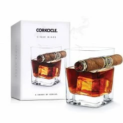 Corkcicle Cigar Glass - Double Old Fashioned Glass With Built-In Cigar Rest Other Glassware