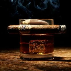 Corkcicle Cigar Glass - Double Old Fashioned Glass With Built-In Cigar Rest Other Glassware