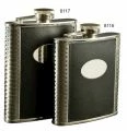 Other Flasks Deluxe Leather-Bound Captive-Top Pocket Flask - 6 Oz