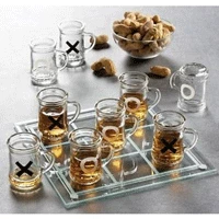 Shopwinestuff Bar Games Tic Tac Toe Shot Glass Drinking Game Set W Mini Beer Mugs