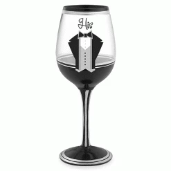 Epic Products Decorated Painted Glassware His Hand-Decorated Wine Glass