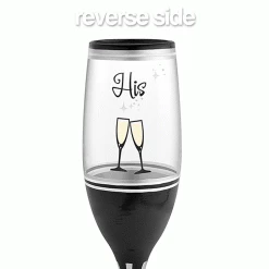 Epic Products Decorated Painted Glassware His Hand-Decorated Champagne Flute