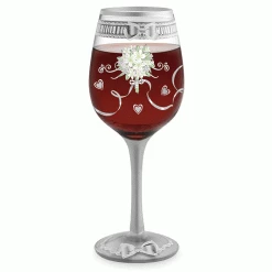 Epic Products Something New Bridal Hand-Decorated Wine Glass Decorated Painted Glassware