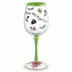 Epic Products Wine Shop 'Til You Drop Hand-Decorated Wine Glass Decorated Painted Glassware