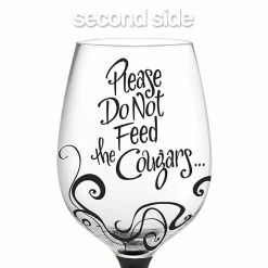 Epic Products Decorated Painted Glassware Cougars Prefer Hand-Decorated Wine Glass