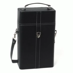 True Fabrications Milano Faux Leather 2-Bottle Wine Travel Case