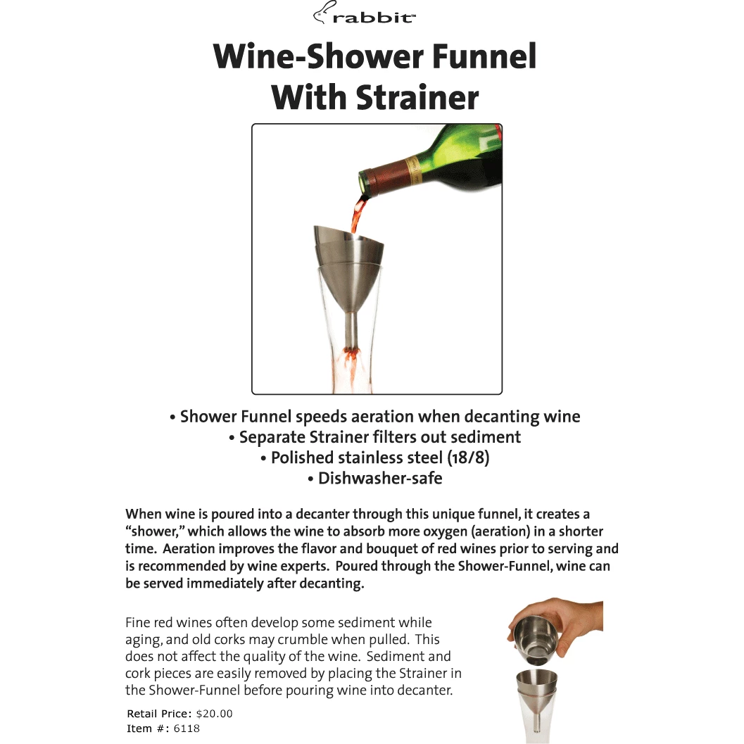 Top 10 ❤️ Metrokane Rabbit Wine Shower Funnel Wine Strainer 💯 4 Metrokane Rabbit Wine Shower Funnel Wine Strainer