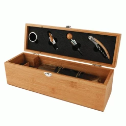Corkscrew Sets True Fabrications Bamboo Single Bottle Accessory Gift Set