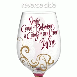 Epic Products Cougar & Her Wine Hand-Decorated Wine Glass