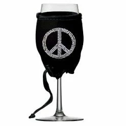 Wine Woozie Woozie Bling Peace Sign Wine Glass Accessories
