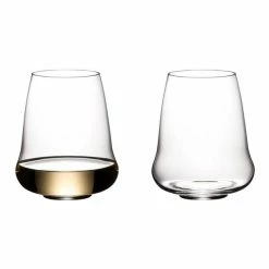 Riedel Winewings Riesling / Champagne Stemless Wine Glasses - Set Of 2 Riedel Winewings Glasses