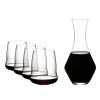 Riedel Winewings Glasses Riedel Winewings Cabernet Stemless Wine Glasses Set Of 4 + Merlot Decanter