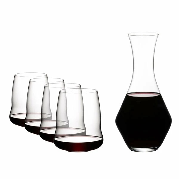 Best deal ✔️ Riedel Winewings Glasses Riedel Winewings Cabernet Stemless Wine Glasses Set Of 4 + Merlot Decanter ⌛ 1 Riedel Winewings Glasses Riedel Winewings Cabernet Stemless Wine Glasses Set Of 4 + Merlot Decanter